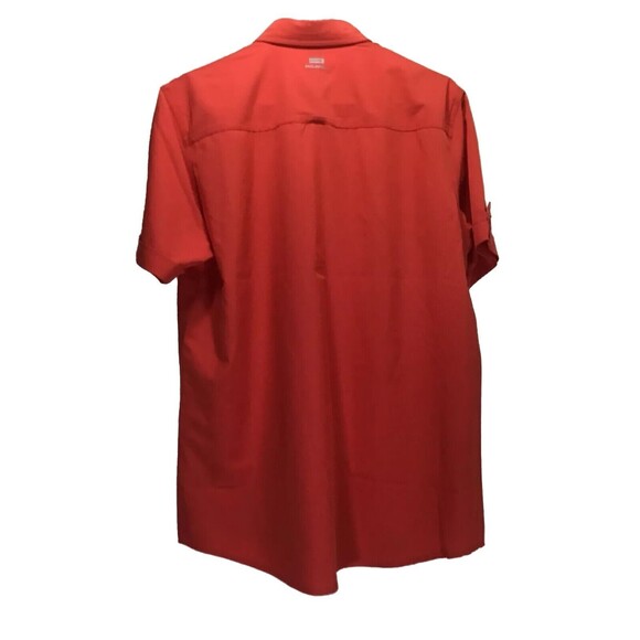 PROJEK RAW Men's Red Tech Design Bottom Up Short Sleeve Stretch Shirt Sz Medium - Picture 6 of 14